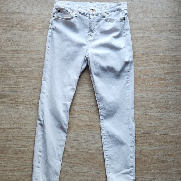 7 For All Mankind Gwenevere High Waist Ankle Skinny White Jeans Stretch - Picture 2 of 11